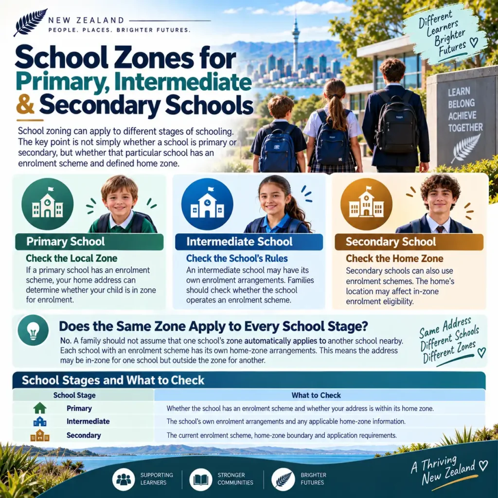 School Zones for Primary, Intermediate & Secondary Schools
